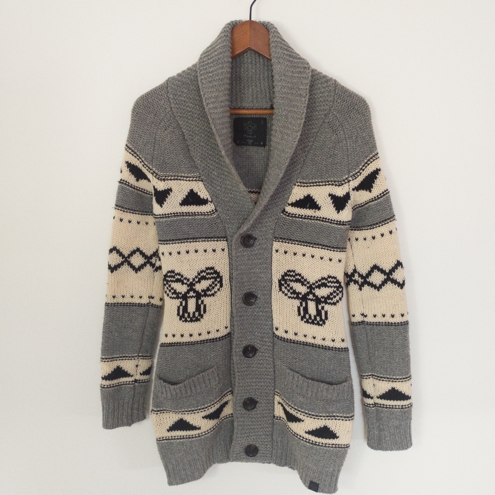 TNA Sea To Sky Lambswool Cowichan Cardigan Size Small